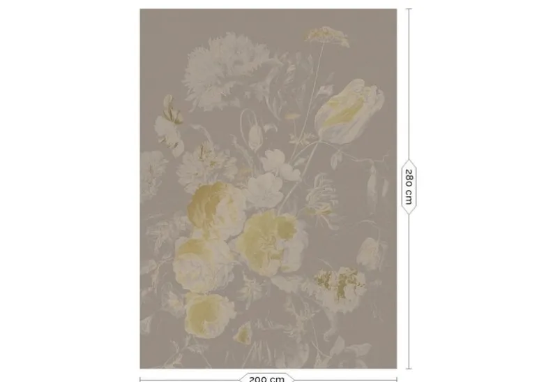 Golden age flowers goud behang MW-043 - 200x280cm