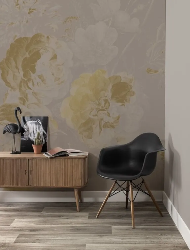 Golden age flowers goud behang MW-043 - 200x280cm