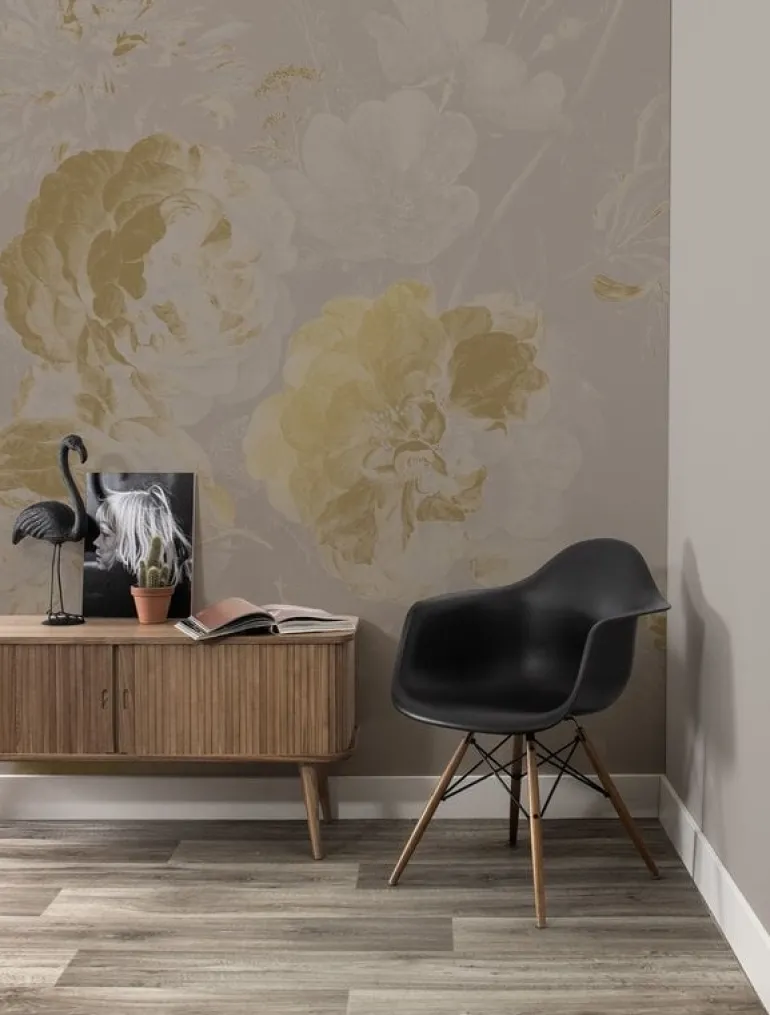 Golden age flowers goud behang MW-044 - 300x280cm