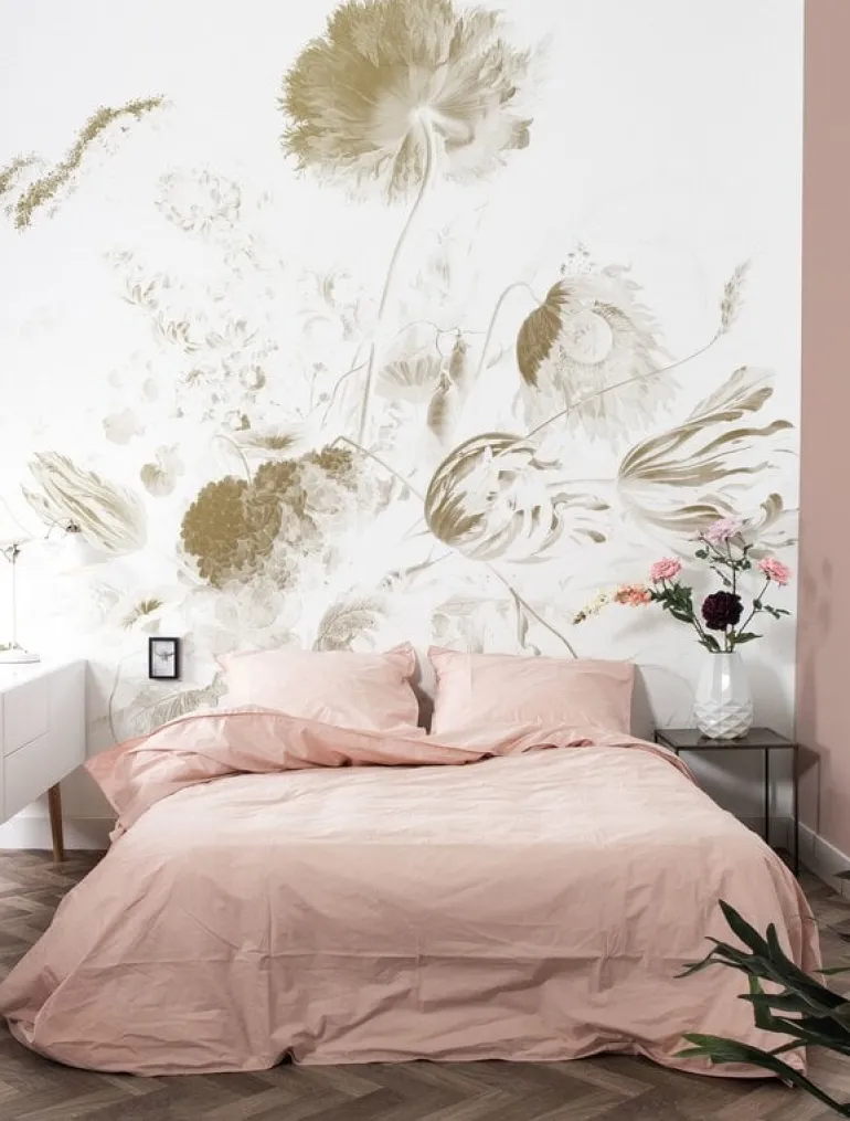 Golden age flowers goud behang MW-049 - 200x280cm