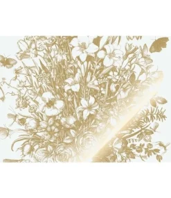 Goud Engraved bloemen behang off white MW-131 200x280cm