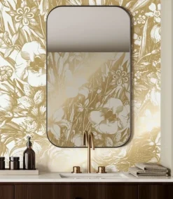 Goud Engraved bloemen behang off white MW-131 200x280cm
