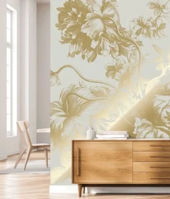 Goud Engraved bloemen behang zand MW-116 200x280cm