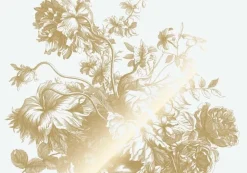 Goud Engraved bloemen behang off-white MW-114 300x280cm