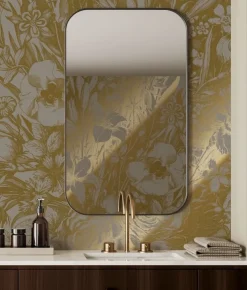 Goud Engraved bloemen behang grijs MW-140 200x280cm