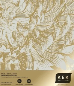 Goud Engraved bloemen behang zand MW-143 200x280cm