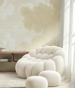 Goud Engraved clouds zand behang MW-180 - 300x280cm