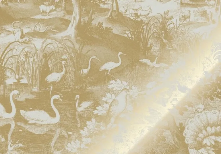 Goud Engraved landschappen behang zand MW-105 300x280cm