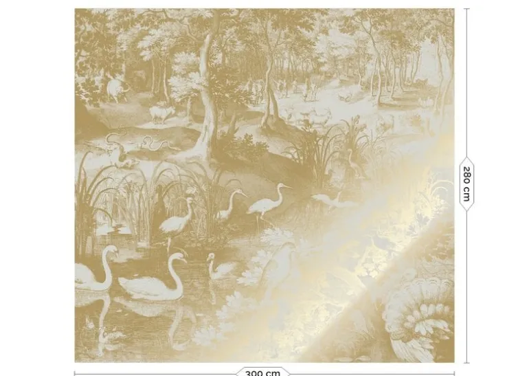 Goud Engraved landschappen behang zand MW-105 300x280cm