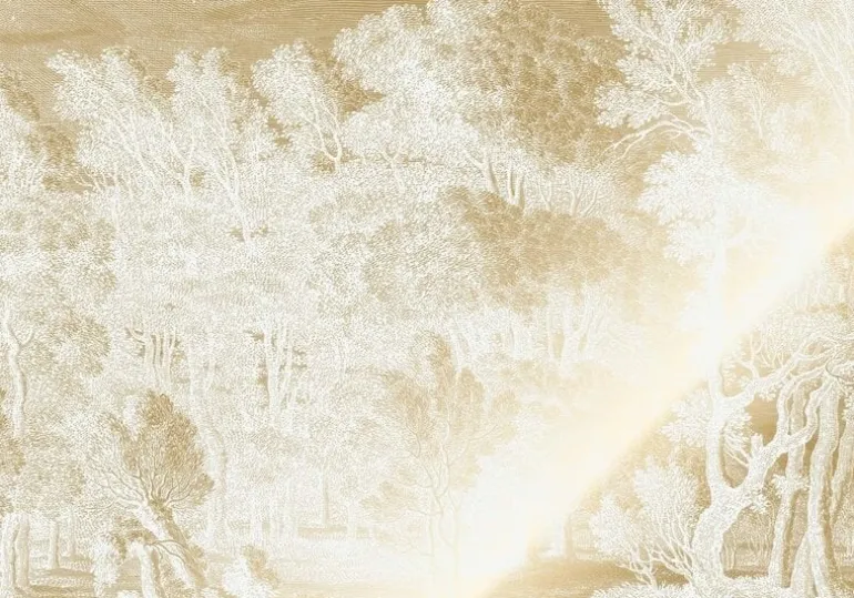 Goud Engraved landschappen behang off-white MW-154 400x280cm