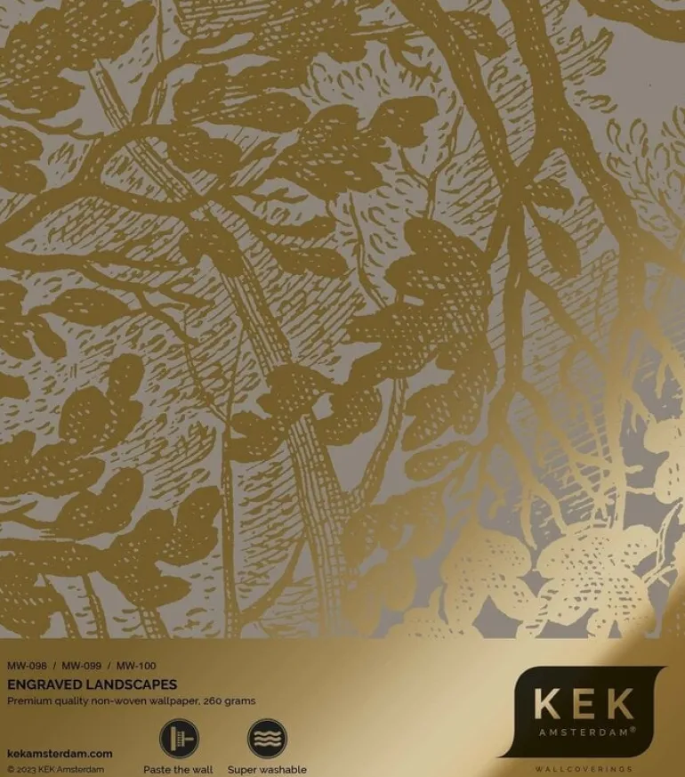 Goud Engraved landschappen behang grijs MW-100 400x280cm