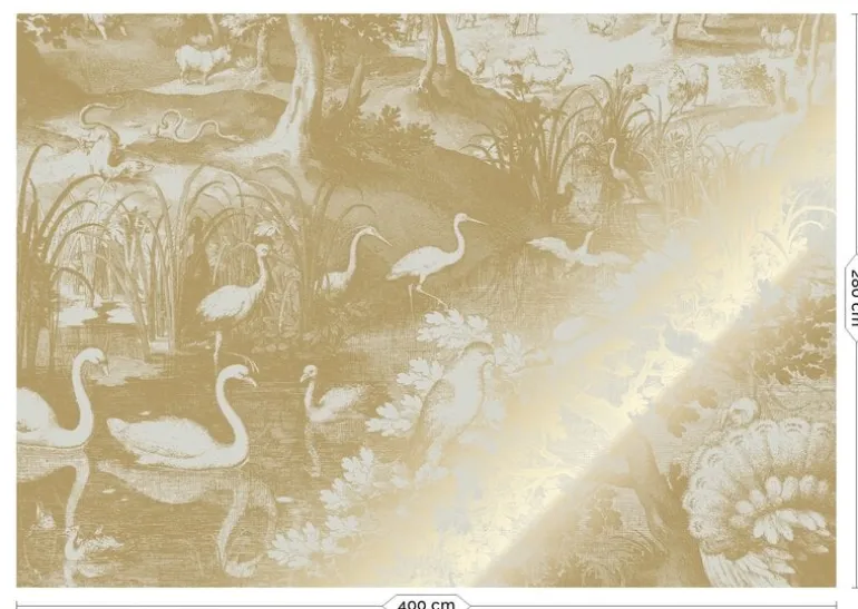 Goud Engraved landschappen behang zand MW-106 400x280cm