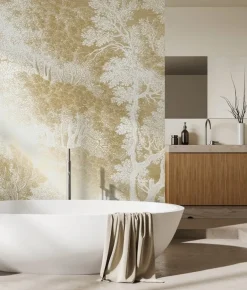 Goud Engraved landschappen behang off-white MW-153 300x280cm