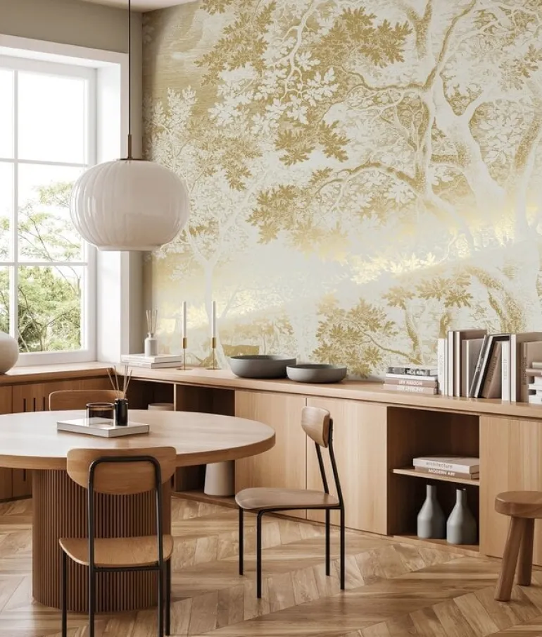 Goud Engraved landschappen behang zand MW-168 300x280cm