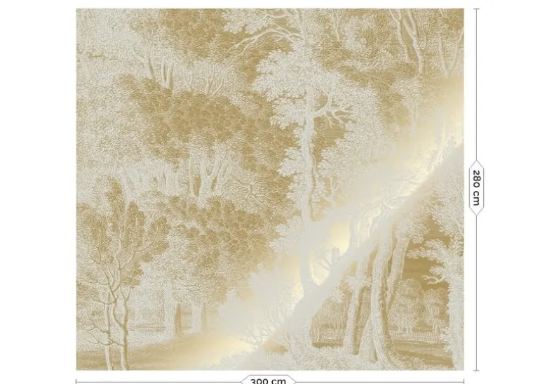 Goud Engraved landschappen behang zand MW-156 300x280cm