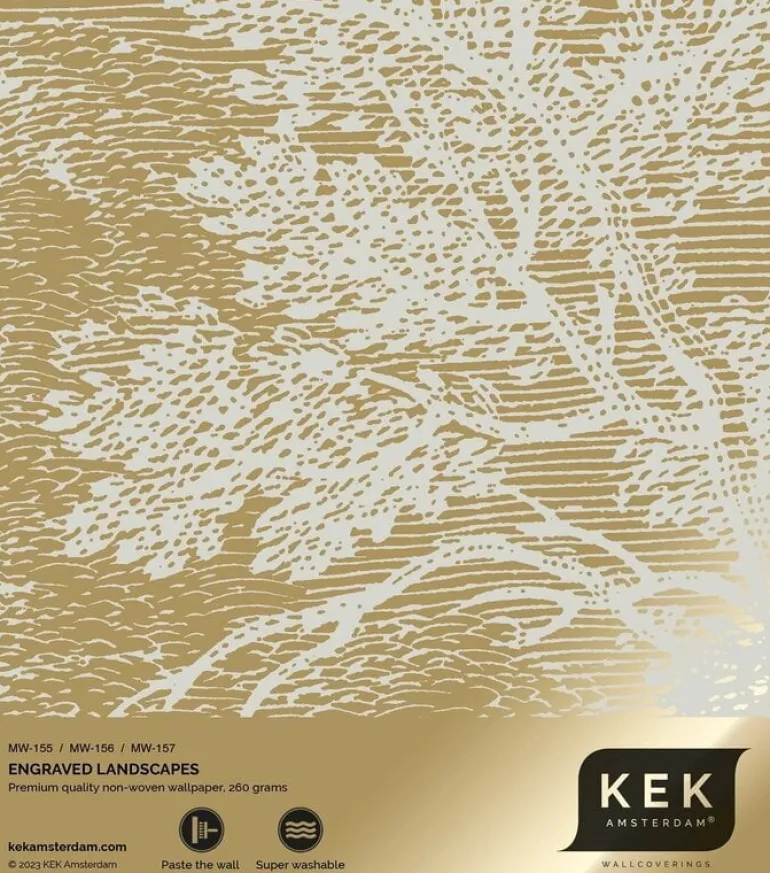 Goud Engraved landschappen behang zand MW-156 300x280cm