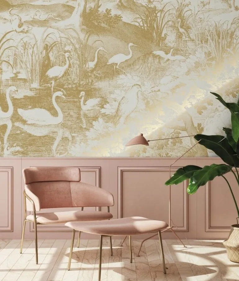 Goud Engraved landschappen behang zand MW-104 200x280cm