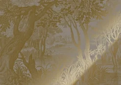 Goud Engraved landschappen behang grijs MW-098 200x280cm