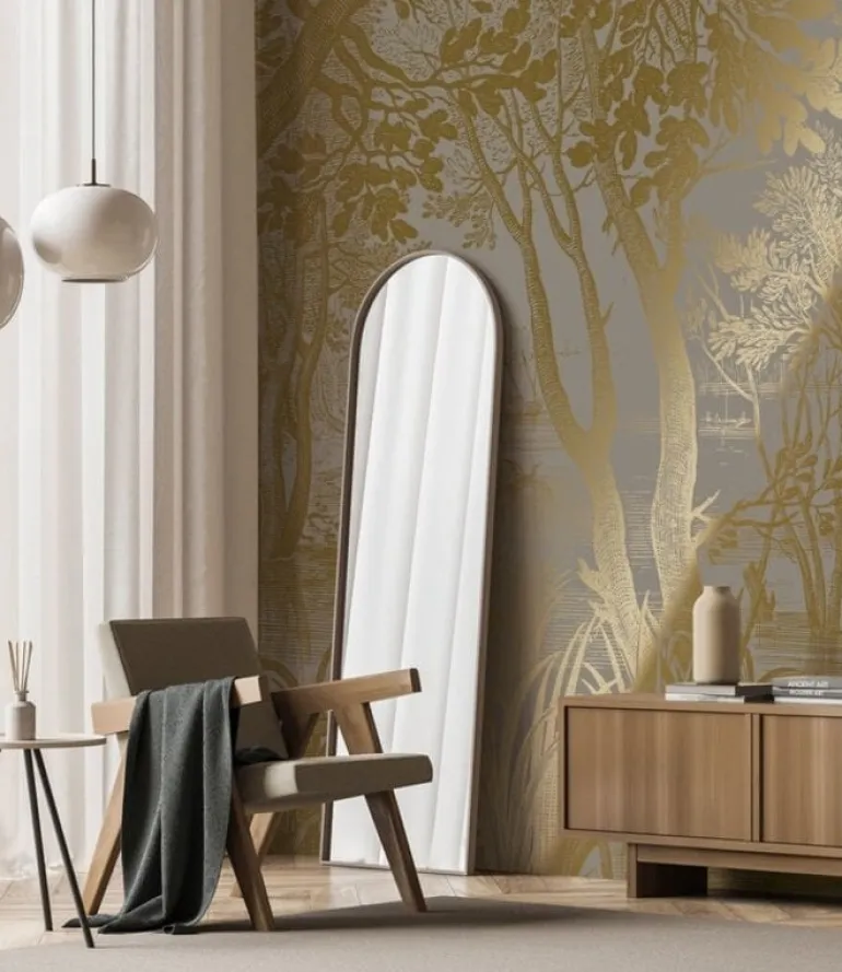 Goud Engraved landschappen behang grijs MW-098 200x280cm