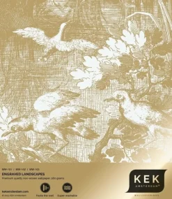 Goud Engraved landschappen behang off-white MW-103 400x280cm