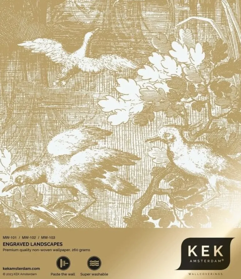 Goud Engraved landschappen behang off-white MW-103 400x280cm