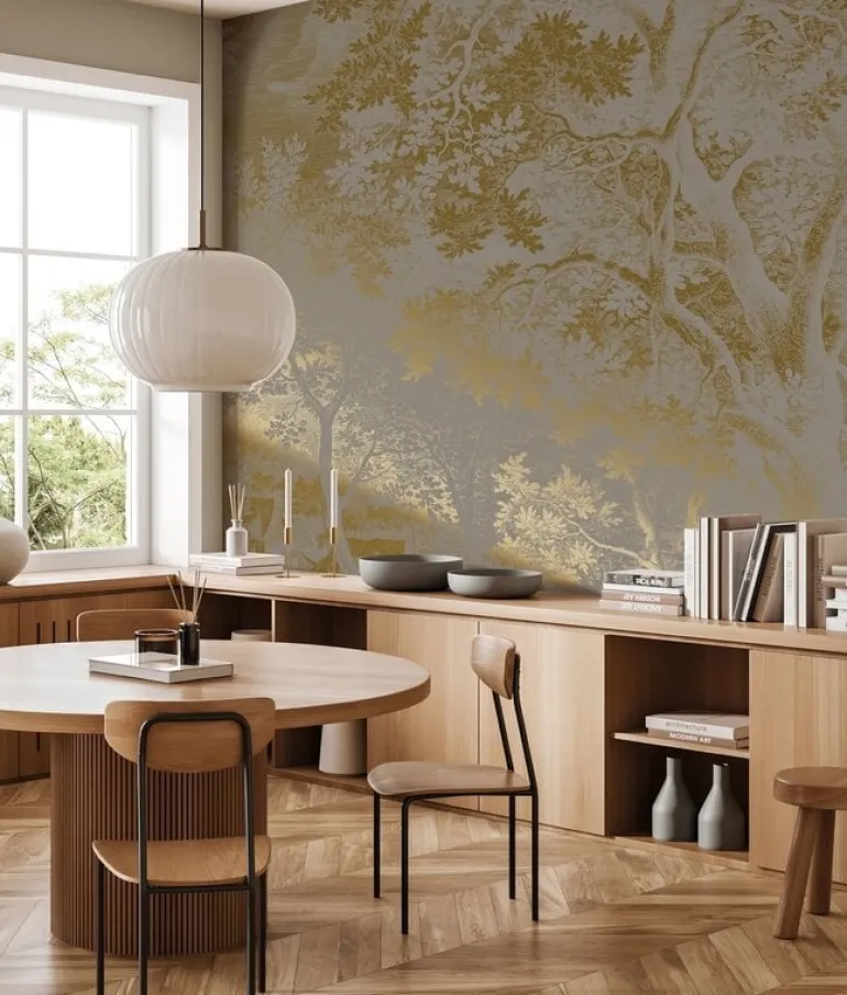Goud Engraved landschappen behang grijs MW-174 300x280cm