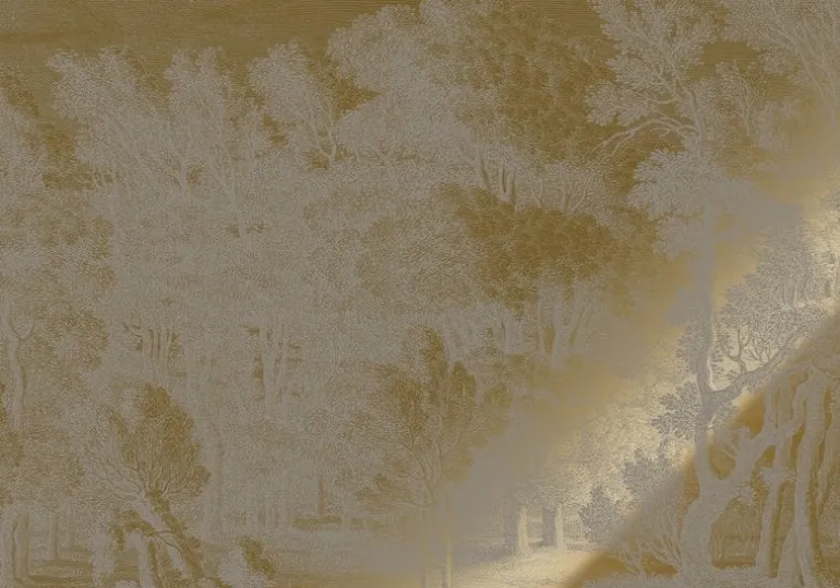 Goud Engraved landschappen behang grijs MW-163 400x280cm