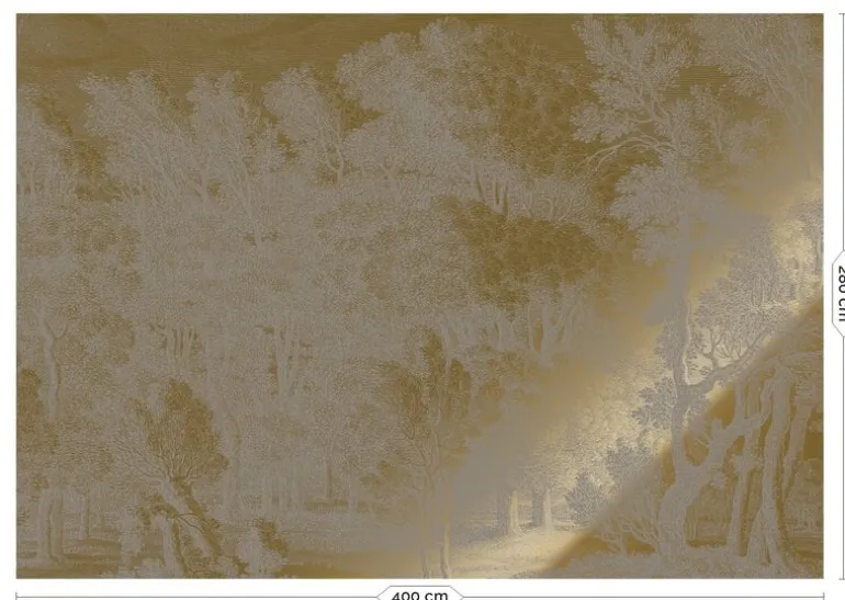 Goud Engraved landschappen behang grijs MW-163 400x280cm