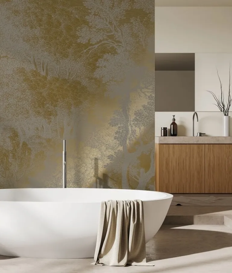 Goud Engraved landschappen behang grijs MW-161 200x280cm