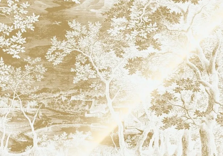 Goud Engraved landschappen behang off-white MW-165 300x280cm