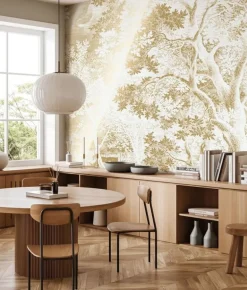 Goud Engraved landschappen behang off-white MW-165 300x280cm