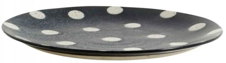 Grainy bord dot S donkerblauw/zand -set van 4 stuks