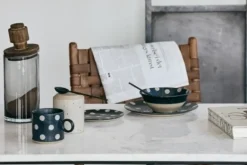 Grainy espresso mokken donkerblauw -set van 4 stuks