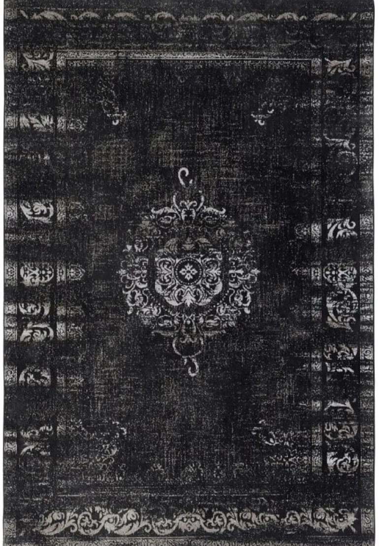 Grand geweven vloerkleed - donkergrijs/zwart 160x240