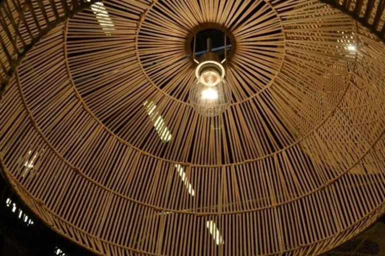 Hanglamp Nama 1 zwart rotan ø72cm