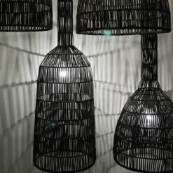 Hanglamp Umut 3 zwart rotan ø35cm