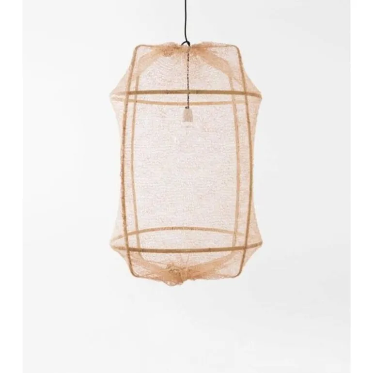 Hanglamp Z2 blond sisal net tea dyed ø67x100cm