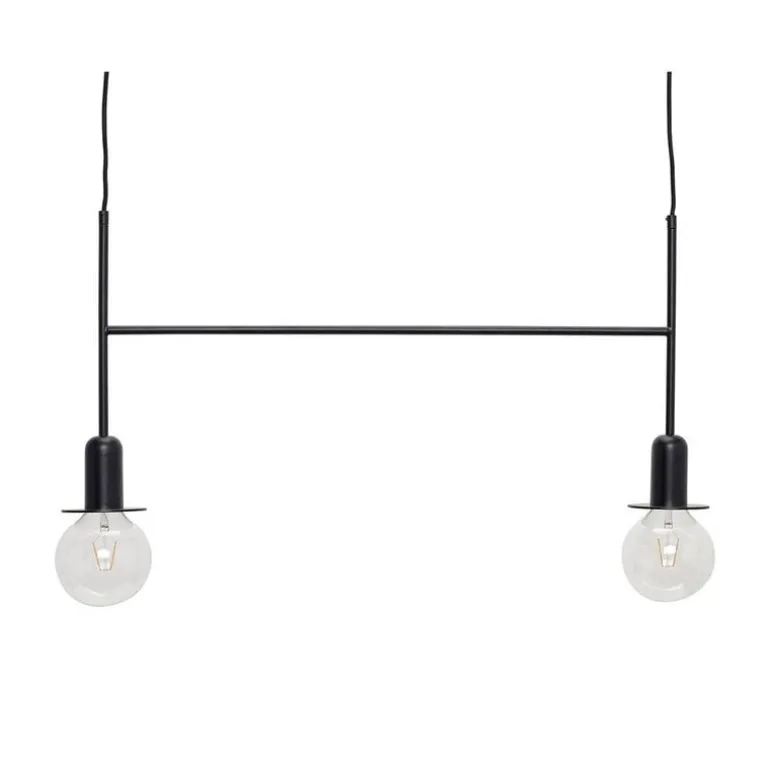 Hanglamp zwart metaal met twee lichtbronnen