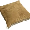Hippie leren kussen incl vulling - bruin 100x100cm