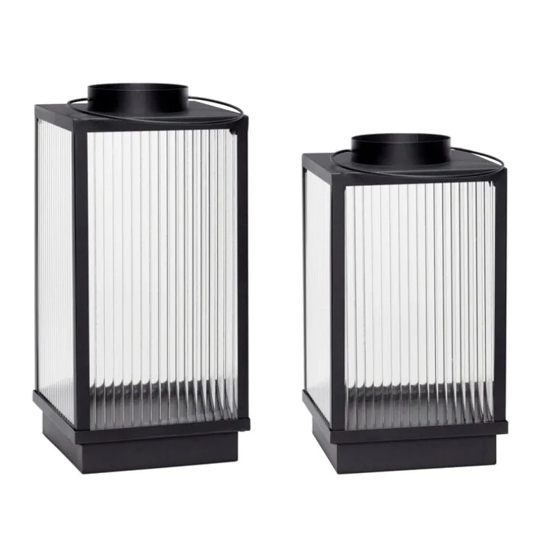 Lantaarns metaal zwart- set van 2 stuks