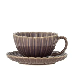 Latina kopjes en schotels paars set van 6 stuks - 82061907