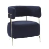 Lounge stoel polyester/metaal - blauw/nickel