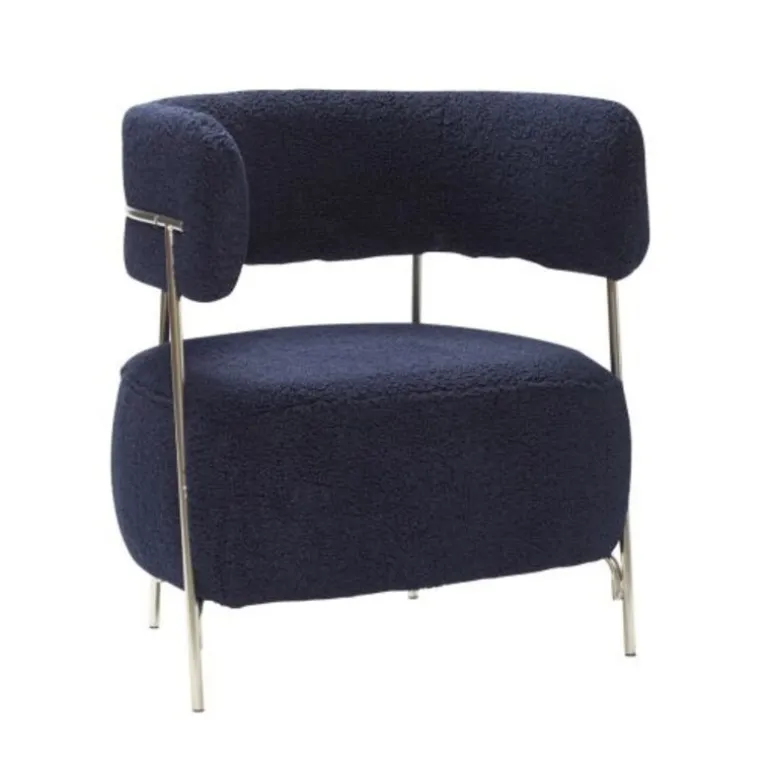 Lounge stoel polyester/metaal - blauw/nickel