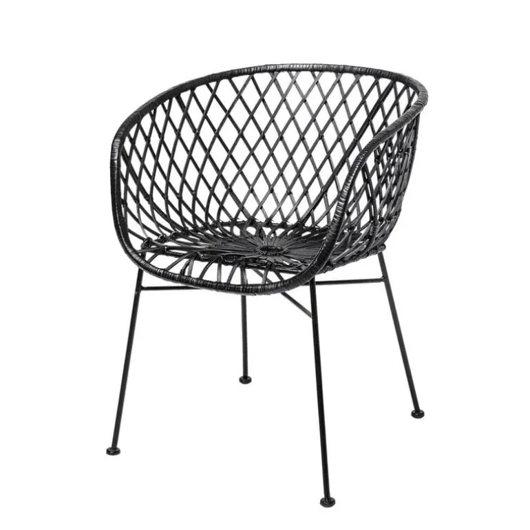Loungestoel zwart rotan