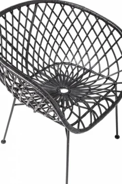 Loungestoel zwart rotan