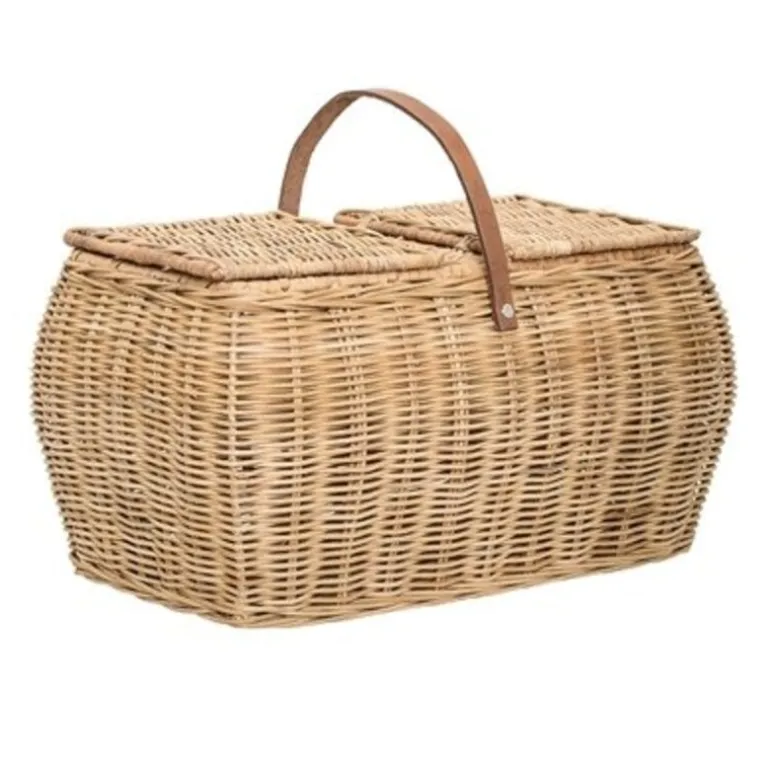 Mand met handvat naturel rotan