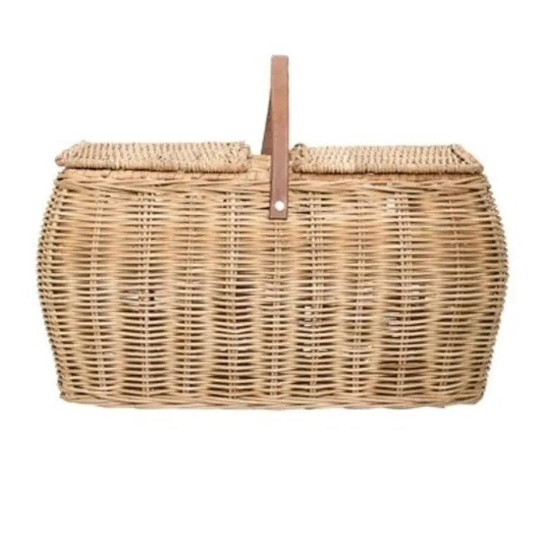 Mand met handvat naturel rotan