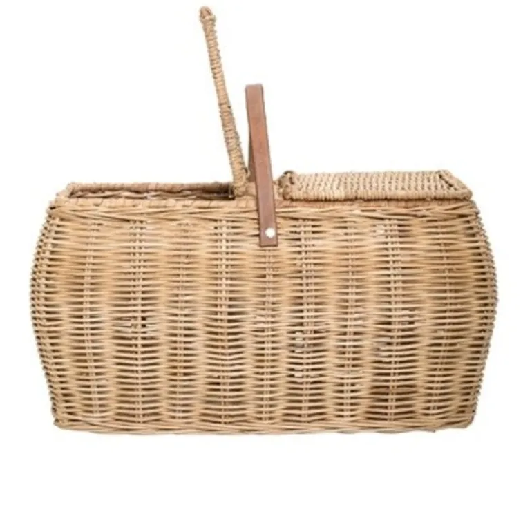 Mand met handvat naturel rotan