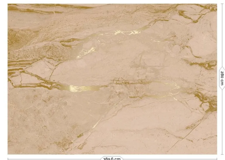 Marmer behang FU-068 - 389,6x280cm goud/nude