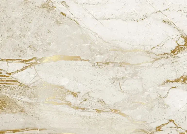 Marmer behang FU-072 - 194,8x280cm goud/wit